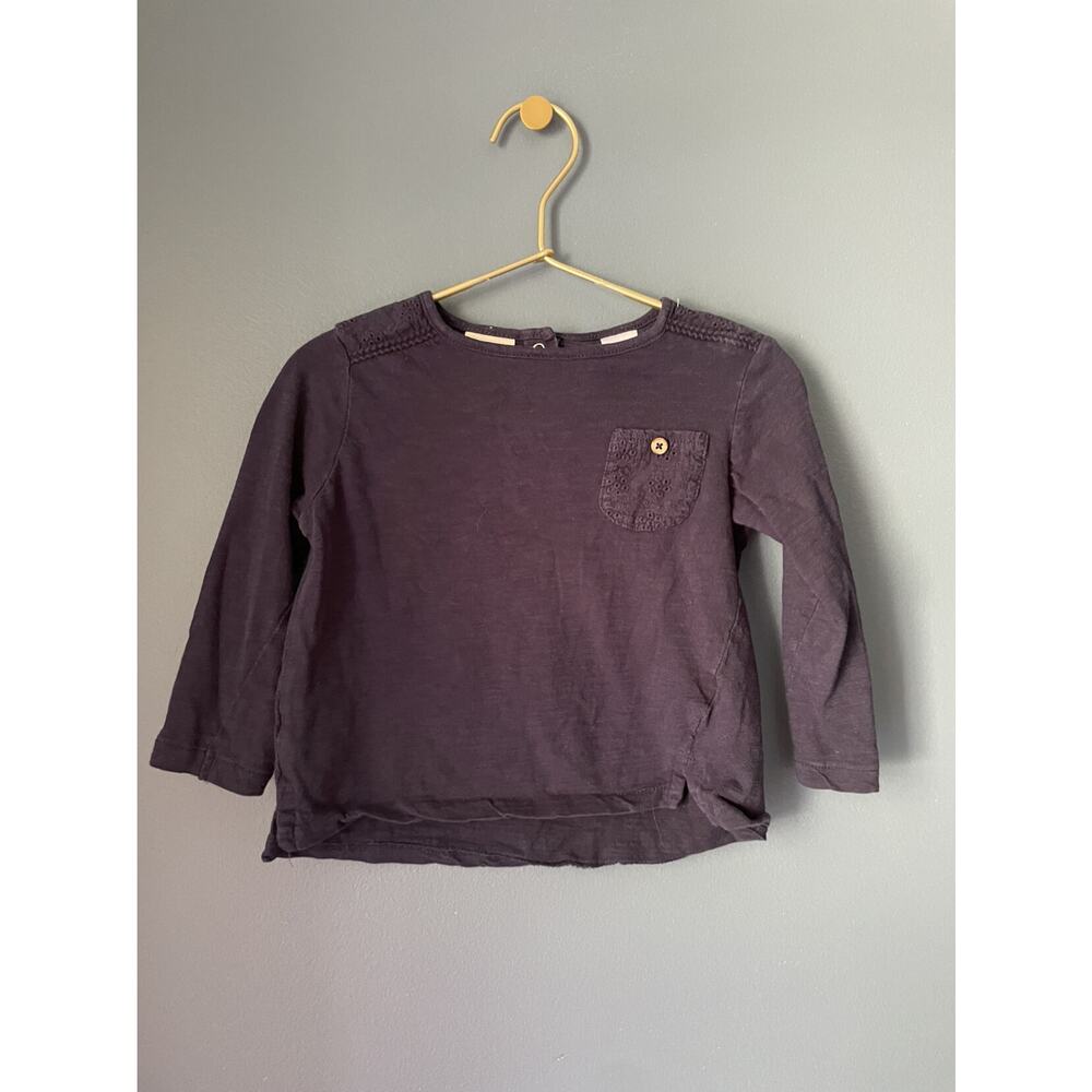 Zara Eyelet Detail Navy T-shirt